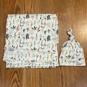 Copper Pearl Floral Swaddle Blanket & Baby Hat